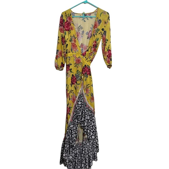 Farm Rio SunLit Floral Maxi Wrap Dress Size XS - Picture 2 of 4